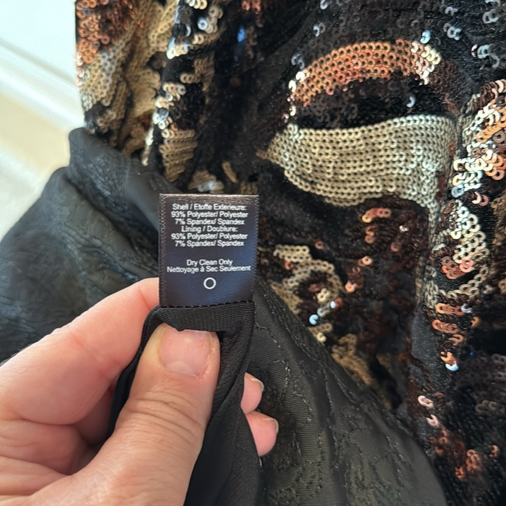 Dress the Population Black Sequin Midi Dress with Gold & Bronze Accents - Picture 9 of 9